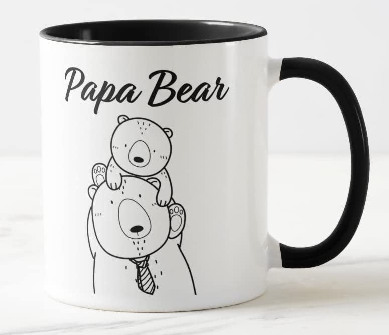 Vixar Papa Bear Fathers Day Dad Coloured Mug Cup Gift Birthday Work Office Christmas Tea Coffee