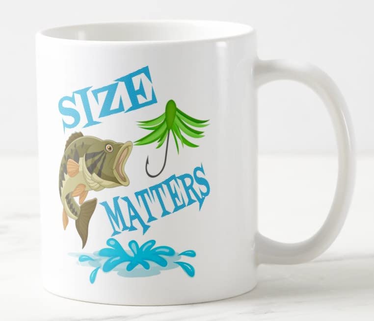Vixar Size Matters Fish Fishing Fan Coloured Mug Cup Gift Birthday Work Office Christmas Tea Coffee