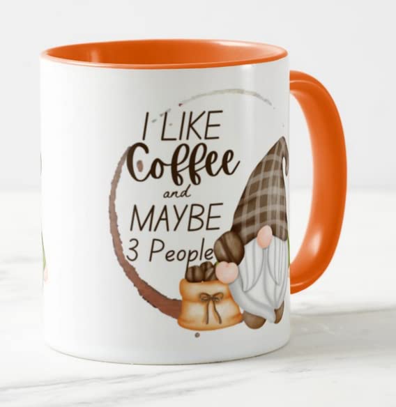 Vixar Gnomes I Like Coffee and Maybe 3 People Coloured Mug Cup Gift Birthday Work Office Christmas Tea Coffee