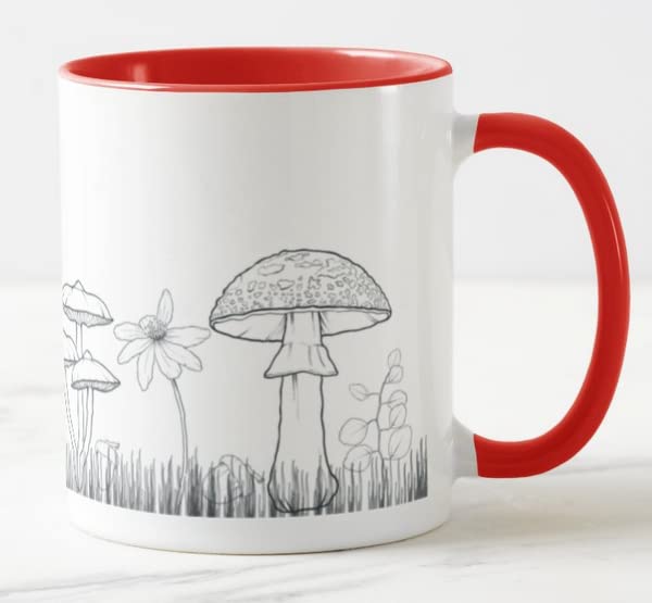 Vixar Mushrooms toadstools Joke Novelty Coloured Mug Cup Gift Birthday Work Office Christmas Tea Coffee