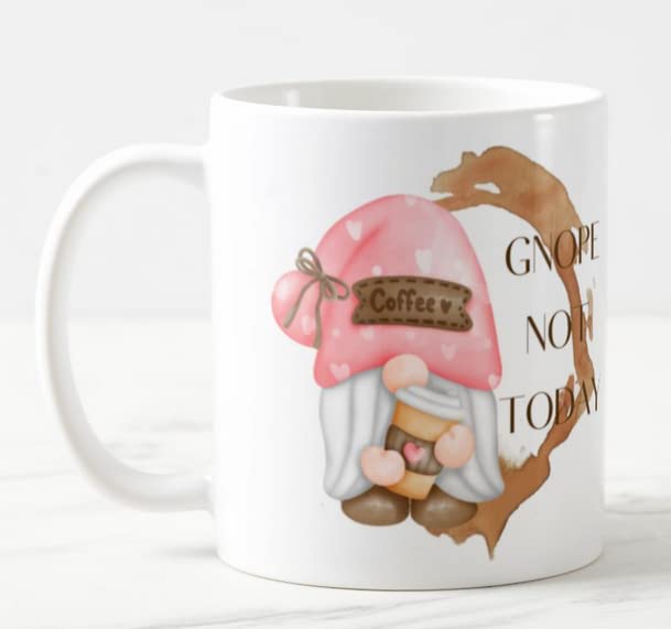 Vixar Gnome Gnope Not Today Joke Novelty Coloured Mug Cup Gift Birthday Work Office Christmas Tea Coffee