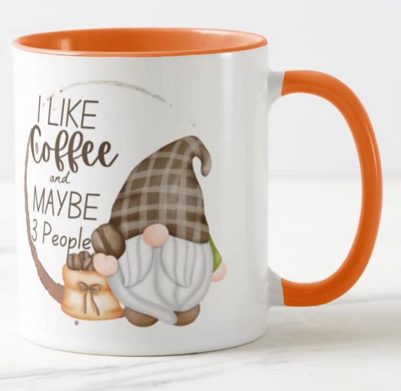 Vixar Gnomes I Like Coffee and Maybe 3 People Coloured Mug Cup Gift Birthday Work Office Christmas Tea Coffee