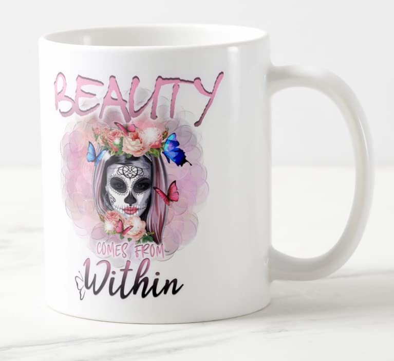 Beauty Comes with Within Woman Coloured Mug Cup Gift Birthday Work Office Christmas Tea Coffee