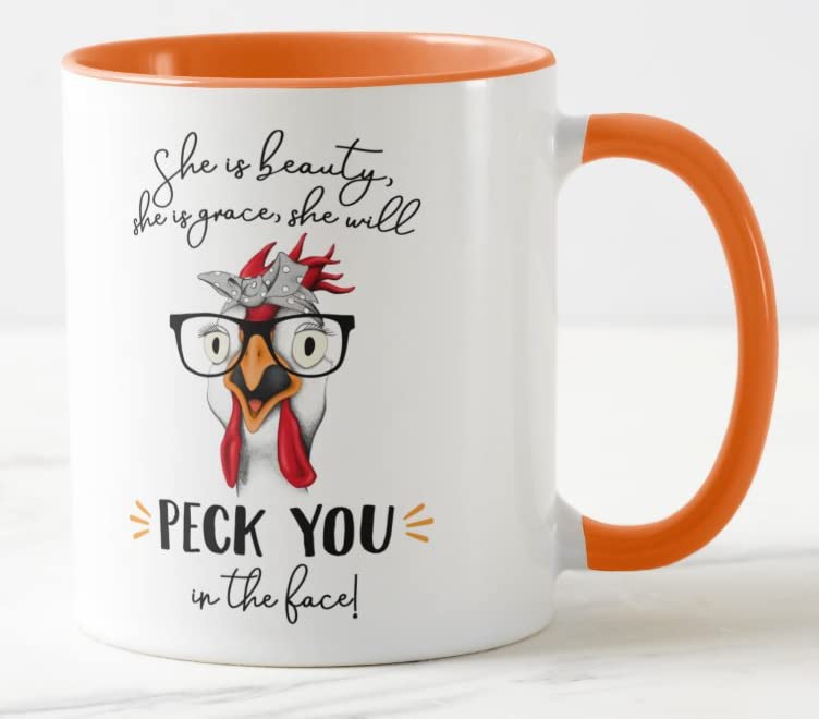 She is Beauty she is Grace she Will Peck You in The face Coloured Mug Cup Gift Birthday Work Office Christmas Tea Coffee