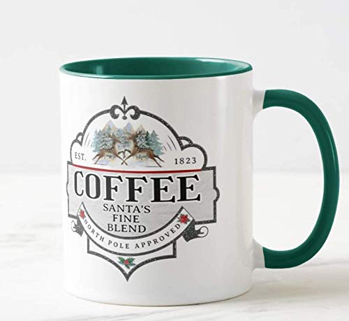 Coffee Santa's Fine Blend, The North Pole Approved, Christmas Coloured Mug Cup Novelty Office Birthday Christmas Coffee Gift Tea Present