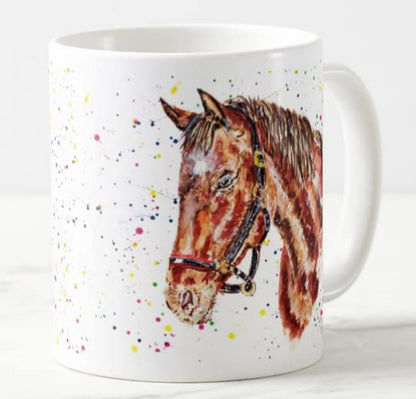 Vixar Horse Hand Pain Animal Farm Watercolour Coloured Mug Cup Gift Birthday Work Office Christmas Tea Coffee