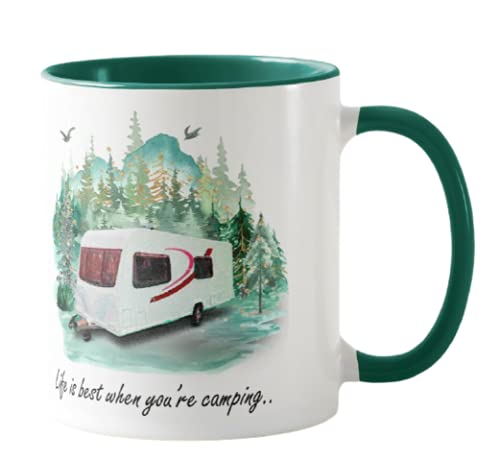 Vixar Caravan Campervan Life is Best When You're Camping, Holiday, Ceramic Mug Cup Coloured,11oz, Novelty Gift, Joke