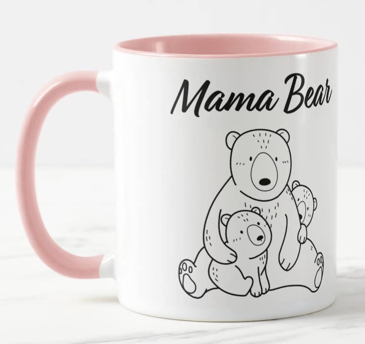 Vixar Mama Bear with 2 Cubs Mothers Day mom Mum Coloured Mug Cup Gift Birthday Work Office Christmas Tea Coffee MB03