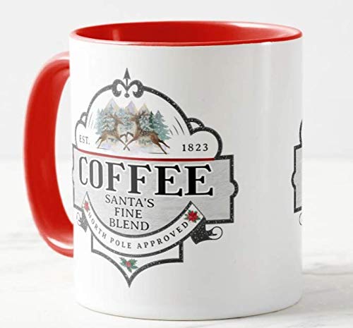 Coffee Santa's Fine Blend, The North Pole Approved, Christmas Coloured Mug Cup Novelty Office Birthday Christmas Coffee Gift Tea Present