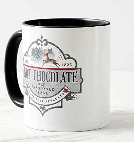 Hot Chocolate Old Fashion Blend, The North Pole Approved, Christmas Xmas, Coloured Mug Cup Novelty Office Birthday Christmas Coffee Gift Tea Present
