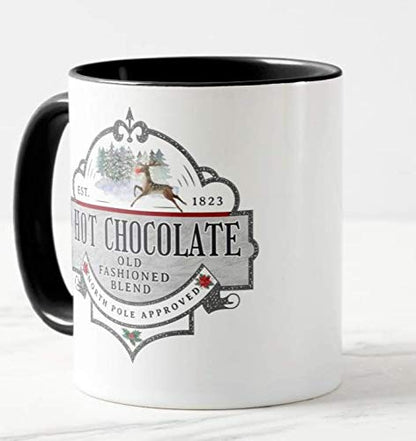 Hot Chocolate Old Fashion Blend, The North Pole Approved, Christmas Xmas, Coloured Mug Cup Novelty Office Birthday Christmas Coffee Gift Tea Present
