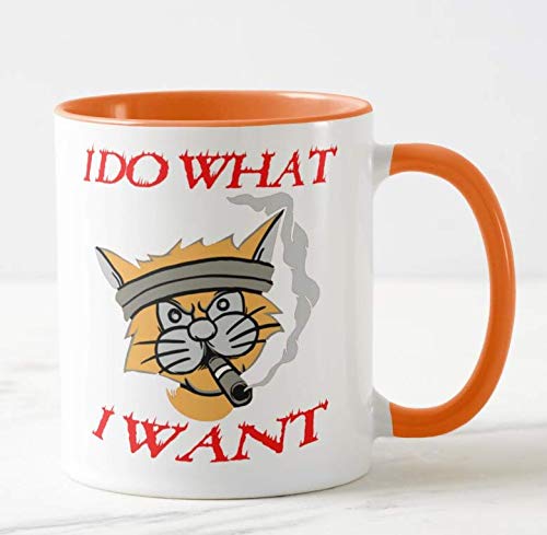 I Do What, I Want cat, unny Coffee Cat Mug, Christmas, Xmas, Birthday Gifts, Rude Sarcastic Mugs Memes Cup