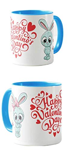 Valentines Day Gift Coloured Mug Cup11oz Ceramic Novelty Gift Rabbits, VD03