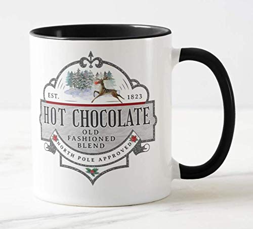 Hot Chocolate Old Fashion Blend, The North Pole Approved, Christmas Xmas, Coloured Mug Cup Novelty Office Birthday Christmas Coffee Gift Tea Present