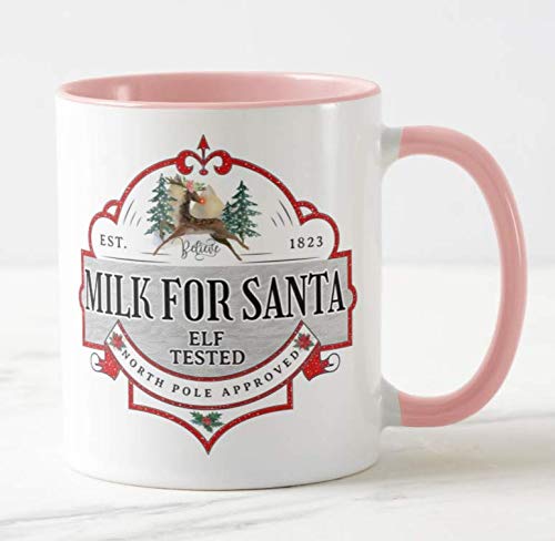 Milk for Santa, Elf Tested,The North Pole Approved, Christmas Coloured Mug Cup Novelty Office Birthday Christmas Coffee Gift Tea Present