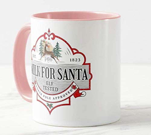 Milk for Santa, Elf Tested,The North Pole Approved, Christmas Coloured Mug Cup Novelty Office Birthday Christmas Coffee Gift Tea Present