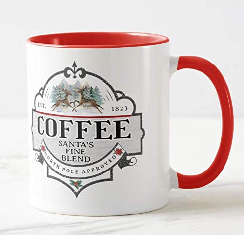 Coffee Santa's Fine Blend, The North Pole Approved, Christmas Coloured Mug Cup Novelty Office Birthday Christmas Coffee Gift Tea Present