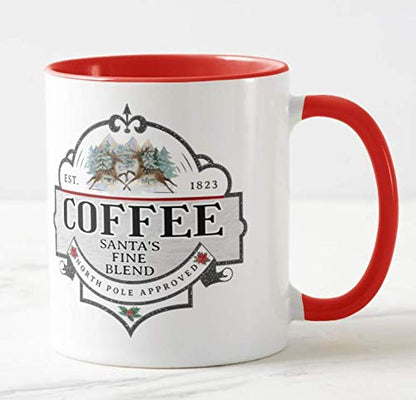 Coffee Santa's Fine Blend, The North Pole Approved, Christmas Coloured Mug Cup Novelty Office Birthday Christmas Coffee Gift Tea Present