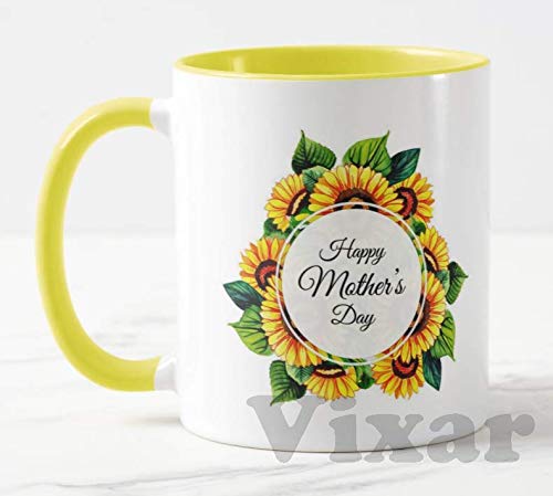 Happy Mother's Day (Yellow or Green Mug)11oz Ceramic Novelty Gift Sunflowers Mug Cup MD15