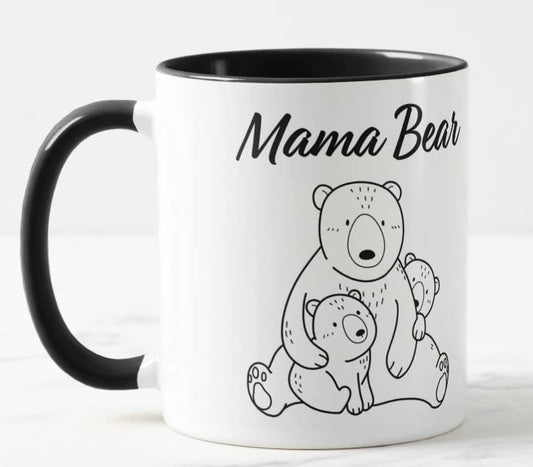 Vixar Mama Bear with 2 Cubs Mothers Day mom Mum Coloured Mug Cup Gift Birthday Work Office Christmas Tea Coffee MB03