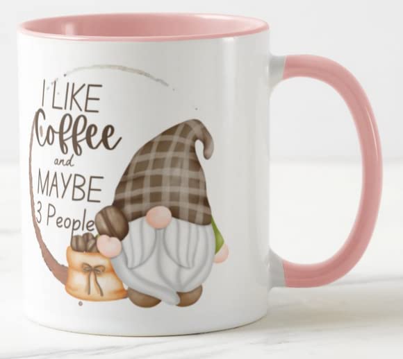 Vixar Gnomes I Like Coffee and Maybe 3 People Coloured Mug Cup Gift Birthday Work Office Christmas Tea Coffee
