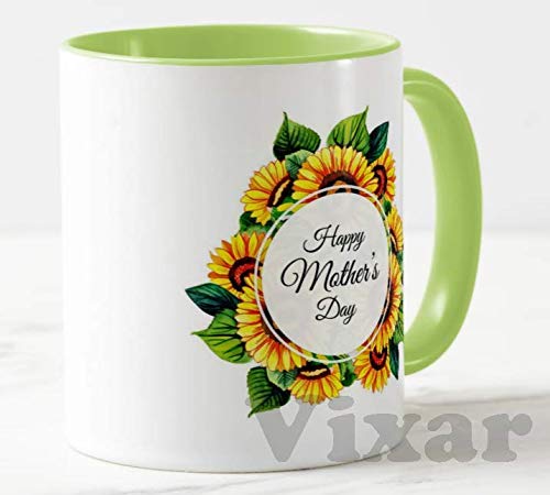 Happy Mother's Day (Yellow or Green Mug)11oz Ceramic Novelty Gift Sunflowers Mug Cup MD15