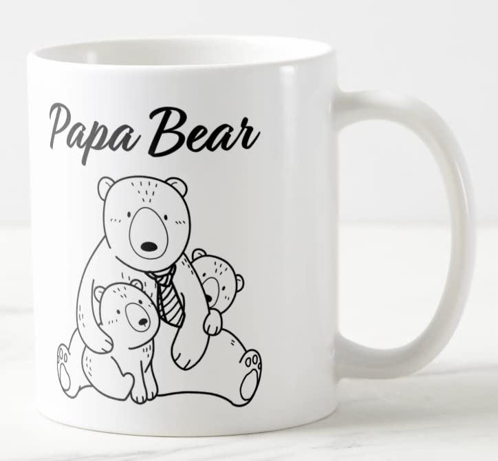 Vixar Papa Bear with 2 Cubs Fathers Day Dad Coloured Mug Cup Gift Birthday Work Office Christmas Tea Coffee