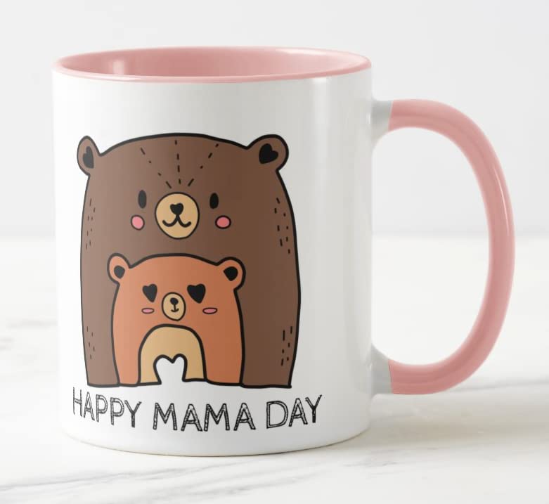 Vixar Happy Mama Day Mothers Day Bear Coloured Mug Cup Gift Birthday Work Office Christmas Tea Coffee