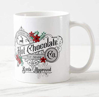 Vixar The North Pole Hot Chocolate Co. Christmas Coloured Mug Cup Novelty Office Birthday Christmas Coffee Gift Tea Present