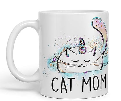Vixar Cat Mum Unicorn Kitten Ceramic 330 ml Coloured Mug Cup Gift Tea Coffee Christmas Office Home
