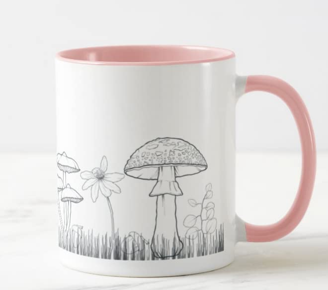 Vixar Mushrooms toadstools Joke Novelty Coloured Mug Cup Gift Birthday Work Office Christmas Tea Coffee