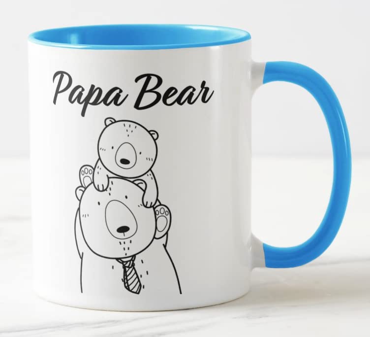 Vixar Papa Bear Fathers Day Dad Coloured Mug Cup Gift Birthday Work Office Christmas Tea Coffee