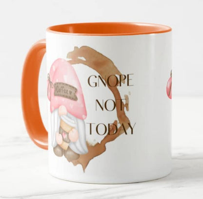 Vixar Gnome Gnope Not Today Joke Novelty Coloured Mug Cup Gift Birthday Work Office Christmas Tea Coffee