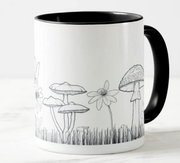 Vixar Mushrooms toadstools Joke Novelty Coloured Mug Cup Gift Birthday Work Office Christmas Tea Coffee