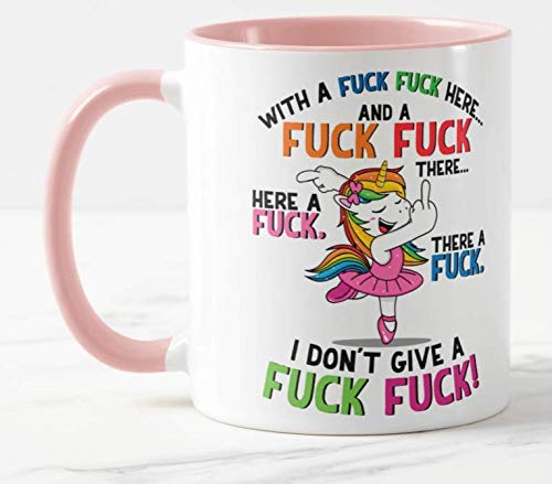 Vixar Pink Mug Unicorn with a ... here swaering 11oz Cup Mug Coffee Tea Birthday Gift