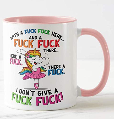 Vixar Pink Mug Unicorn with a ... here swaering 11oz Cup Mug Coffee Tea Birthday Gift