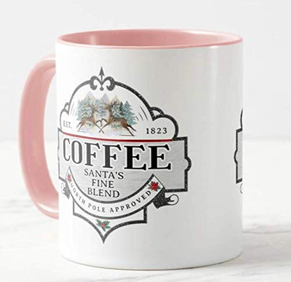 Coffee Santa's Fine Blend, The North Pole Approved, Christmas Coloured Mug Cup Novelty Office Birthday Christmas Coffee Gift Tea Present
