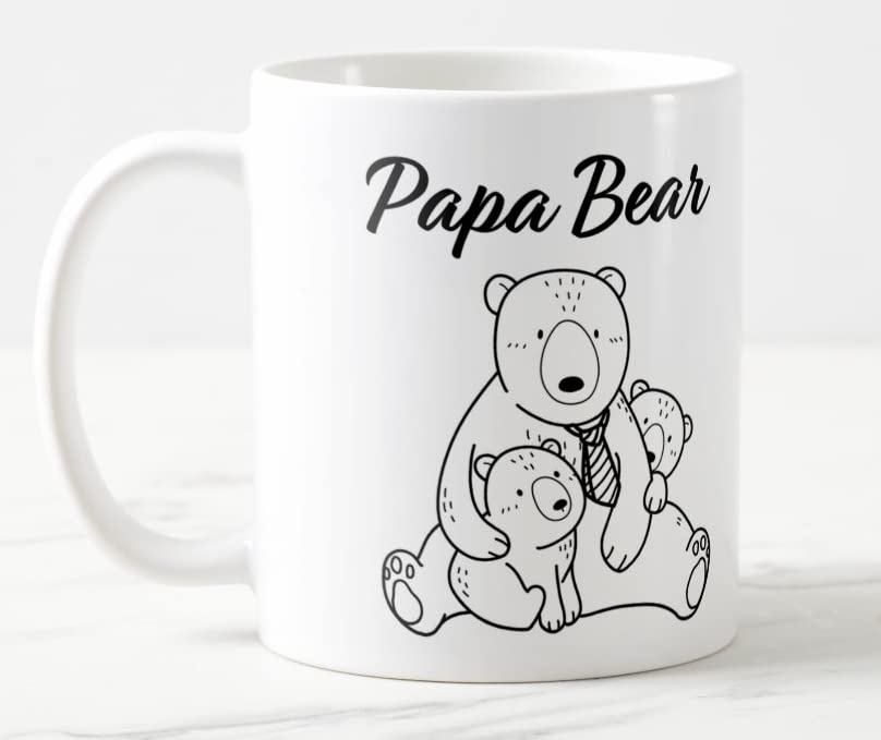 Vixar Papa Bear with 2 Cubs Fathers Day Dad Coloured Mug Cup Gift Birthday Work Office Christmas Tea Coffee