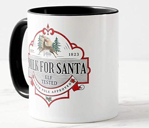 Milk for Santa, Elf Tested,The North Pole Approved, Christmas Coloured Mug Cup Novelty Office Birthday Christmas Coffee Gift Tea Present