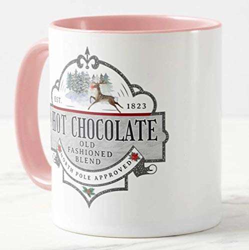 Hot Chocolate Old Fashion Blend, The North Pole Approved, Christmas Xmas, Coloured Mug Cup Novelty Office Birthday Christmas Coffee Gift Tea Present