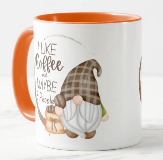 Vixar Gnomes I Like Coffee and Maybe 3 People Coloured Mug Cup Gift Birthday Work Office Christmas Tea Coffee