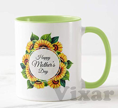 Happy Mother's Day (Yellow or Green Mug)11oz Ceramic Novelty Gift Sunflowers Mug Cup MD15