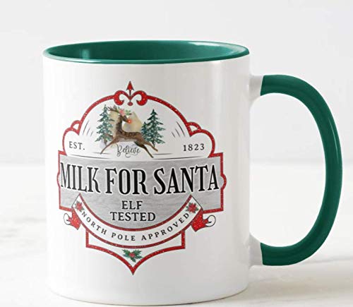 Milk for Santa, Elf Tested,The North Pole Approved, Christmas Coloured Mug Cup Novelty Office Birthday Christmas Coffee Gift Tea Present