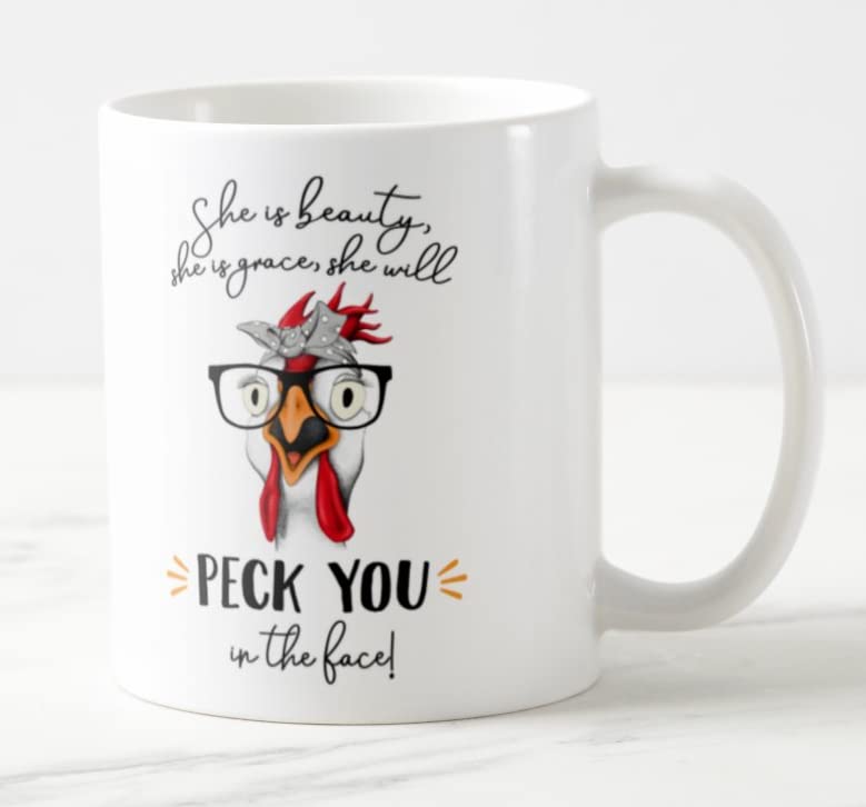 She is Beauty she is Grace she Will Peck You in The face Coloured Mug Cup Gift Birthday Work Office Christmas Tea Coffee