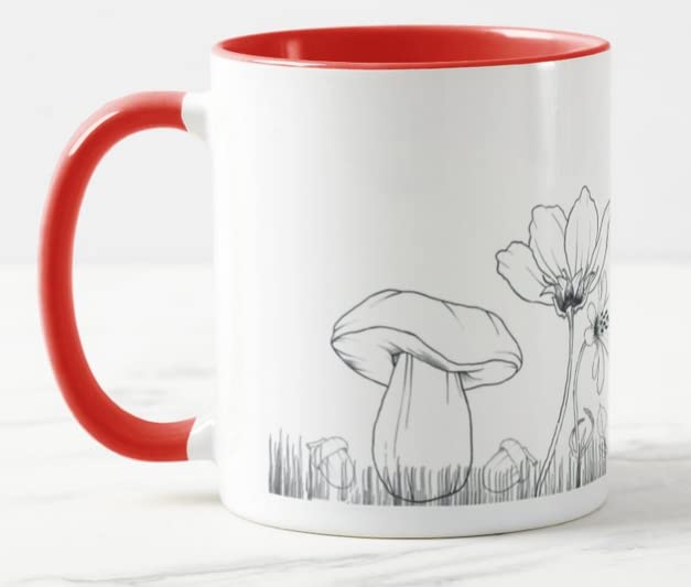 Vixar Mushrooms toadstools Joke Novelty Coloured Mug Cup Gift Birthday Work Office Christmas Tea Coffee