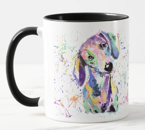 Vixar Dachshund Dog Sausage Wiener Badger Pet Watercolour Rainbow Art Ceramic 330 ml Coloured Mug Cup Gift Birthday Work Office Christmas Tea Coffee