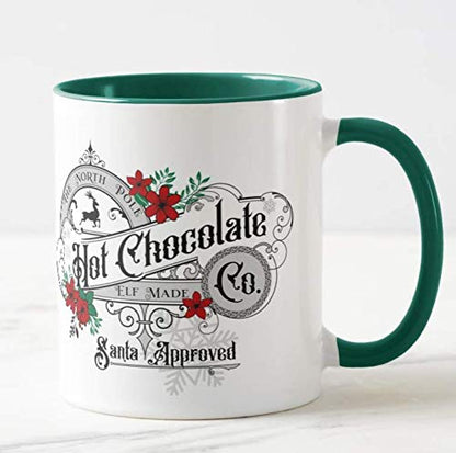Vixar The North Pole Hot Chocolate Co. Christmas Coloured Mug Cup Novelty Office Birthday Christmas Coffee Gift Tea Present