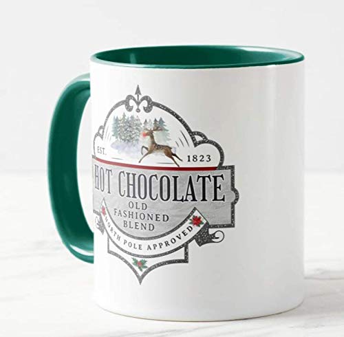 Hot Chocolate Old Fashion Blend, The North Pole Approved, Christmas Xmas, Coloured Mug Cup Novelty Office Birthday Christmas Coffee Gift Tea Present