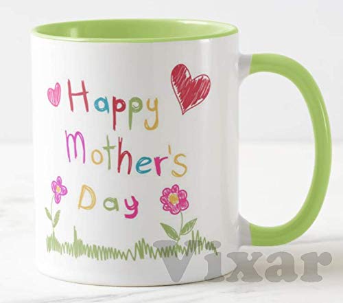 Happy Mother's Day (Green), Child Writing,11oz Ceramic Novelty Gift Mug Cup MD07