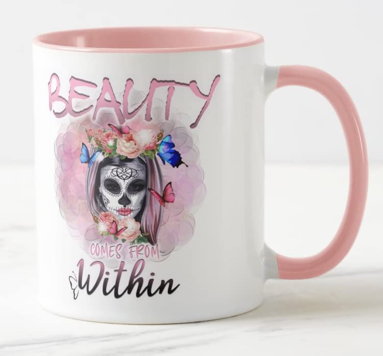 Beauty Comes with Within Woman Coloured Mug Cup Gift Birthday Work Office Christmas Tea Coffee